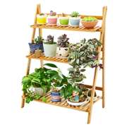 3 Layers Plant Pot Storage Organizer Shelf Bamboo Rack