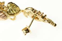 14K Yellow Gold Two Tone Black Hills Leaf Cluster Curved Earrings