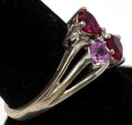 Sterling Silver Pink and Red Stone Ring