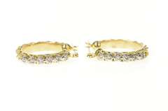 10K Yellow Gold 23.3 Rope Pattern Retro Statement Hoop Earrings