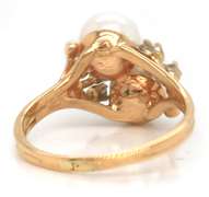 Elegant 14kt YG Double Pearl and Diamond Accent Ring