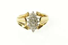 14K Yellow Gold Marquise Diamond Cluster Classic Statement Ring