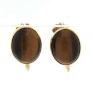 Beautiful 14kt Yellow Gold Tiger Eye Screw-On Earrings