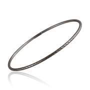 Black Rhodium Overlay Sterling Silver 2mm Diamond-Cut Bangle Bracelet