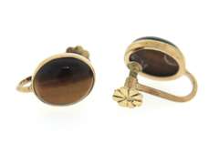 Beautiful 14kt Yellow Gold Tiger Eye Screw-On Earrings