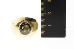 14K Yellow Gold 1960's Men's Oval Black Star Sapphire Ring