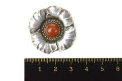 Sterling Silver Georg Jensen Carnelian Leaf Flower 189 Pin/Brooch