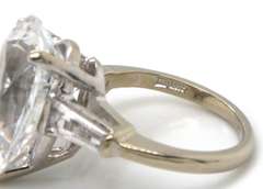 Magnificent 14kt WG CZ Pear and Baguette Ring
