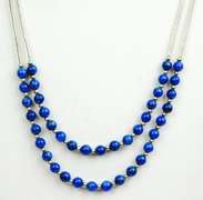 Carolyn Pollack Sterling & Lapis Long Bead Necklace