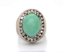 Vintage 14kt WG Turquoise and Diamond Ring