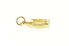 14K Yellow Gold Retro 1960's Textured Horse Shoe Lucky Charm/Pendant