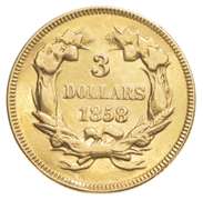 1858 $3.00 Indian Princess Head Gold Three Dollars