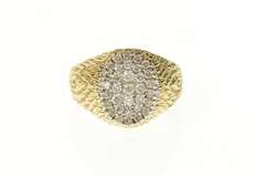 10K Yellow Gold 0.73 Ctw Oval Pave Diamond Cluster Men's Ring