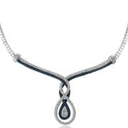 1/4 Ct Blue & White Diamond Intertwining Infinity Frontal Necklace