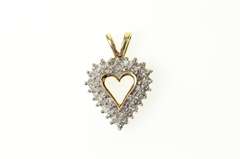 10K Yellow Gold Classic Diamond Encrusted Heart Love Pendant