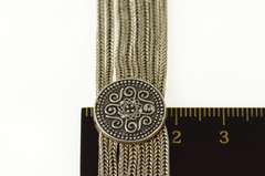 Sterling Silver Ornate Etruscan Layered Foxtail Statement Necklace