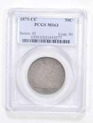 MS63 1875-CC Seated Liberty Half Dollar - Graded PCGS