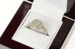 10K White Gold 0.35 Ctw Diamond Halo Promise Engagement Ring