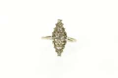 10K White Gold Retro Diamond Cluster Marquise Statement Ring