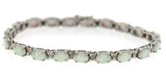 Sterling Silver 5ctw Blue Opal & Diamond Bracelet