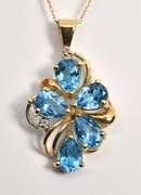 Bright Blue Topaz Cluster Pendant