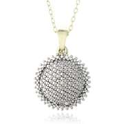 18K Gold over Sterling Silver Diamond Accent Puffed Circle Necklace