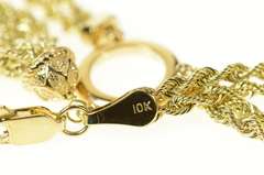 10K Yellow Gold Rope Chain Rhinestone Ring Drop Fringe Necklace