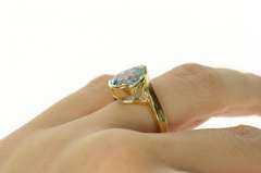 14K Yellow Gold Pear Blue Topaz Statement Diamond Accent Ring