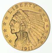 1911 $2.50 Indian Head Gold Quarter Eagle