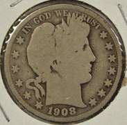 1908-S Barber Half Dollar