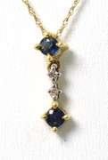 Dainty Sapphire & Diamond Chip Necklace in Yellow Gold