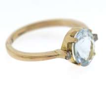 Favorite Yellow Gold Oval Aquamarine and Diamond Ring