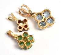 Group of 3 14k Floral Pendants