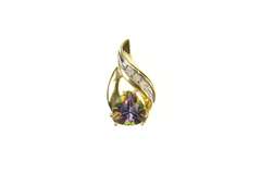 10K Yellow Gold Trillion Mystic Topaz Diamond Accent Pendant