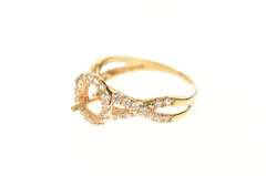10K Rose Gold Classic Halo Criss Cross Engagement Setting Ring