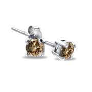 Sterling Silver 1/8ct Champagne Diamond Stud Earrings