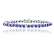 Silver Tone 4.85ct Blue CZ S Design Tennis Bracelet