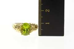 10K Yellow Gold Spiral Twist Pattern Peridot Solitaire Ring