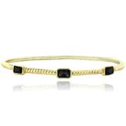 Gold Tone Onyx Rectangular Corrugated Bangle