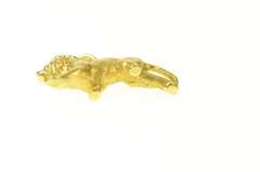 14K Yellow Gold 3D Crouched Lion Power Strength Symbol Charm/Pendant