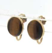 Beautiful 14kt Yellow Gold Tiger Eye Screw-On Earrings