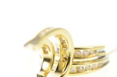 14K Yellow Gold Diamond Oval Layered Look Semi Hoop Earrings