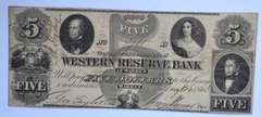 $ 5 Western Reserve Bank At Warren Ohio 1860 Note