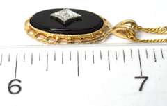 Vintage Onyx Necklace with Accent Stone in 14KT Yellow Gold