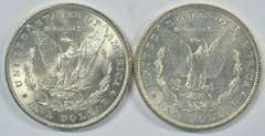 Creamy-white CH BU 1896 & 1897 Morgan Silver Dollars