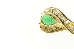 10K Yellow Gold 0.59 Ctw Natural Pear Emerald Diamond Pendant