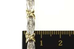 10K Yellow Gold 1.05 Ctw Diamond Two Tone Bar Link Tennis Bracelet