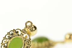 14K Yellow Gold 1960's Neprhite Cabochon Dangle Statement Earrings