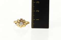 14K Yellow Gold 1960's Classic Retro Burst CZ Travel Engagement Ring
