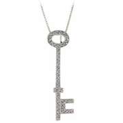 Sterling Silver CZ Designer Inspired Key Pendant